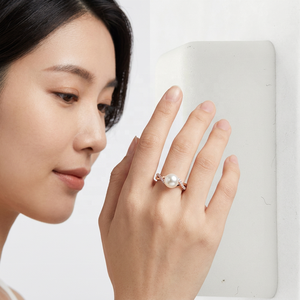 Bague de fiançailles classique en or blanc 18 carats avec perle d'eau douce AA de 0,1 ct (7 mm) micro-incrustée, plaquée or, pour femme, anniversaire, mariage, fête - Product Image 2
