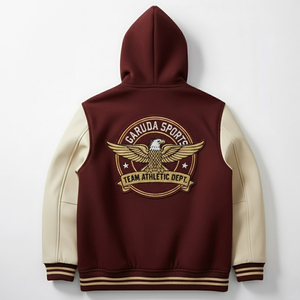 Custom Logo Wool <b>Baseball</b> Hooded Varsity <b>Jacket</b> <b>For</b> <b>Men</b> High Quality Winter Wear <b>Men</b> Hooded Letterman <b>Jackets</b> - Product Image 2
