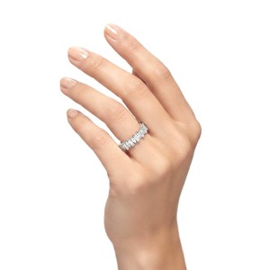 Anillo de Boda de Media Eternidad con Diamantes Cultivados en Laboratorio, Corte Marquesa y Baguette, Certificado IGI, Oro Sólido de 10K, 14K, 18K, Apilable, para Aniversario - Product Image 4