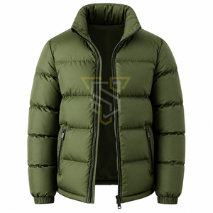 Chaqueta Acolchada Verde Oliva para Hombre, Transpirable, Resistente al Viento, Informal de Invierno, con Cierre y Cuello Alto, Grosor Estándar - Product Image 2