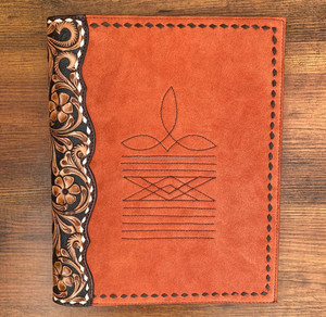 2024 Hand Tooled Suede Leather Cowboy Stitch Large <b>Portfolios</b> Floral Multifunction <b>Portfolio</b> Folder Cowhide Document File Folder - Product Image 2