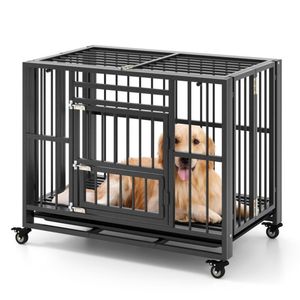 Jaula Metálica Plegable Resistente para Perros, a Prueba de Mordidas, con Ruedas Universales Bloqueables para Mascotas - Product Image 4