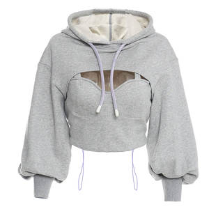 New Arrivals Streetwear Hooded Sweatshirt Cotton Fleece with Custom Logo Women Blank Hoodies <b>Strings</b> - Product Image 1