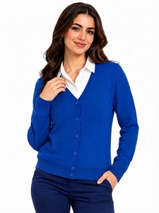 Women's <b>Lightweight</b> <b>Cardigan</b> Classic Button Closure V-Neck Knit Sweater Long Sleeve Everyday Top Cozy Casual Wear - Product Image 2