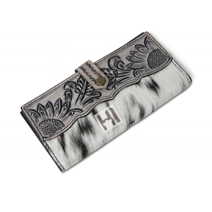 Cartera de Cuero Genuino de Vaca para Mujer, Estilo Occidental, con Protección RFID, Logotipo Personalizado, Triple Pliegue, Cierre Magnético - Product Image 4