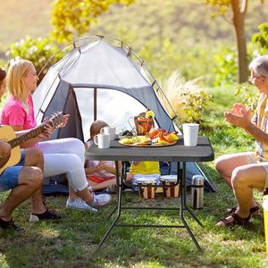 2.6FT Wood Grain HDPE Tabletop Outdoor <b>Dining</b> <b>Table</b> with Non-slip Foot Pads <b>Foldable</b> Design - Product Image 3