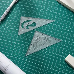 Juego de geometría de poliestireno Vikas de proveedor indio, duradero, con 2 escuadras y regla triangular de 8 y 10 pulgadas para uso escolar en matemáticas. - Product Image 1