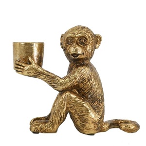 Creative Gold Metal Monkey Candle Holder Quirky Chimp Figurine <b>Candlestick</b> Stand Antique <b>Brass</b> Finish Animal Tealight Holder for - Product Image 2