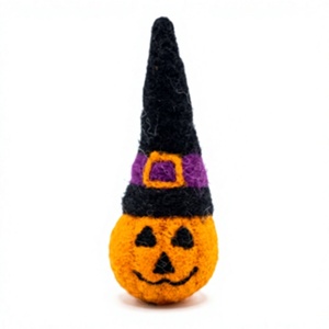 Handmade Eco-Friendly Felt Wool Halloween Pumpkin <b>Witch</b> Ornament Small Tabletop <b>Decoration</b> Traditional Style Wall Hanging Craft - Product Image 3