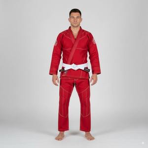 Kimono Rojo de BJJ para Hombre, Corte Regular, 100% Algodón, Ropa Duradera para Artes Marciales, Talla Adulto, Cinturón Blanco Incluido - Product Image 1