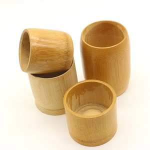 Tasse en bambou naturel faite à la main 99 données dorées tasse à boire réutilisable écologique pour jus de smoothies - Product Image 1