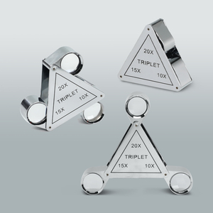 Loupe de bijoutier professionnelle 10X 15X 20X, corps en cuivre chromé, loupe de poche pliable à trois volets avec étui - Product Image 1
