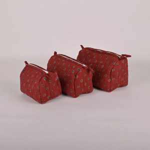 Bolsa de Maquillaje Personalizada con Estampado de Bloques, Bolsa Cosmética Acolchada de Algodón con Patrón de Personajes a la Moda, Estuche de Aseo - Product Image 4