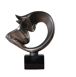 Escultura de Hierro con Base Plateada, Hecha a Mano, Decoración Contemporánea para el Hogar, Adorno de Diseño Duradero para Mesa - Product Image 1