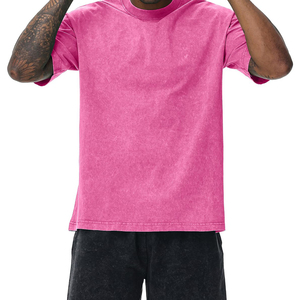 T-shirts vintage pour hommes, coupe oversize à épaules tombantes, couleur unie, légers et respirants, vente en gros, streetwear vintage - Product Image 4
