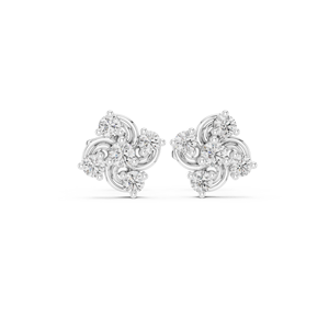 Luxury Vintage <b>Silver</b> Swirl IGI Certified Lab Grown Diamond <b>Stud</b> Earrings for Women Wedding Engagement Gift Fine Jewelry - Product Image 1