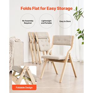 Set di 4 Sedie Pieghevoli Portatili Imbottite Moderne con Telaio in Legno, Comode Sedie Pieghevoli in Legno per Sala da Pranzo - Product Image 4