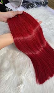 2024 Paquete de calidad superior Trama Hueso Recto Color rojo Mujeres Extensiones de cabello Cabello crudo - Product Image 3