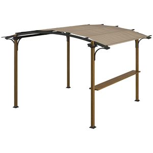 Pergola da Esterno 3,6x3m con Struttura in Alluminio e Acciaio, Bancone Bar e Tenda Parasole per Giardino - Product Image 1