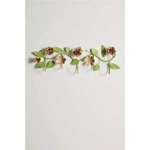 Estante de pared floral de hierro forjado duradero con 5 ganchos |   Gancho Metálico Decorativo Resistente para Boutique y Hotel, Ganchos de Pared Rústicos con Diseño Floral - Product Image 1
