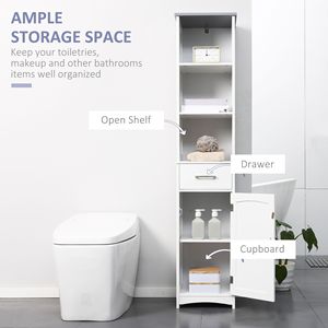 Armadio Portabiancheria Salvaspazio a 3 Ripiani in Legno Bianco Autoportante per la Casa - Product Image 4