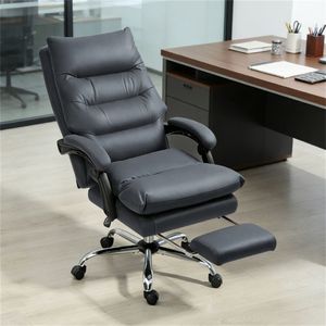 Sedia da Ufficio Grigio Scuro con Funzione Massaggio per Uso in Lounge, Computer e Sale Conferenze - Product Image 1