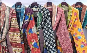 Al por mayor: Batas Kimono Boho de Algodón Acolchado Kantha Hechas a Mano - Product Image 3