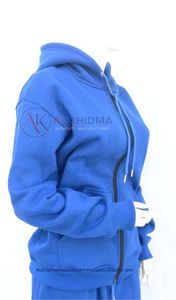 เสื้อฮู้ดดี้ผ้าฟลีซหนานุ่มสำหรับผู้หญิง สีน้ำเงินรอยัล 330-380 GSM ผ้าฝ้ายออร์แกนิค 100% กันยับ ซิปหน้า รับผลิตตามแบบ OEM แบรนด์ส่วนตัว พรีเมียม - Product Image 3