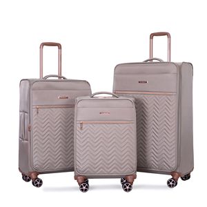 4 pezzi Softshell valigia Spinner Set di ruote Terylene leggero resistente in kaki comprese le taglie 16/20/24/28 - Product Image 4