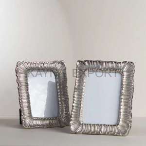 Indian Craftsmanship Aluminum <b>Metal</b> Brass Finished <b>Metal</b> Photo <b>Frame</b> Gingko Style Design - Product Image 3