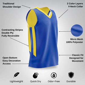 Camiseta reversible de baloncesto, uniforme deportivo de malla para equipo de baloncesto, camiseta sin mangas lisa para entrenamiento y práctica, doble atlética. - Product Image 5