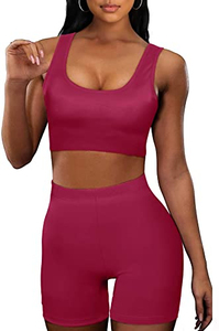 Conjunto de Shorts de Ciclismo de Dos Piezas para Mujer, de Poliéster/Algodón, Sólido, Casual, de Verano, de Alta Calidad, al por Mayor - Product Image 3