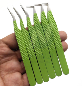 Nouvelles pinces à cils en acier inoxydable de couleur verte, pointe de précision, longueur 10 mm, qualité A+, pour soins personnels et pose de cils - Product Image 6