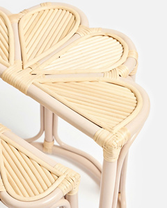 Versatile Pink Rattan <b>Nesting</b> Side Tables Handmade Natural Wicker Kid Room Furniture Tropical Design Durable Room - Product Image 4