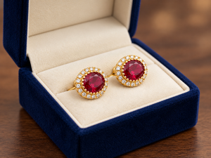 Mancuernillas de Lujo con Rubíes Creados en Laboratorio, Acabado en Oro y Plata, para Novios, Accesorios Formales para Camisas de Negocios - Product Image 2