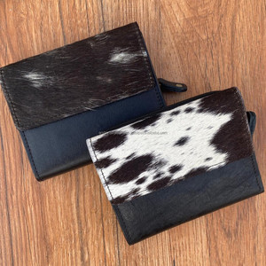 Cartera de tres pliegues de piel de vaca a la moda personalizada al por mayor minicartera de viaje multifuncional de piel auténtica occidental monederos - Product Image 3