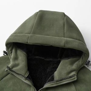 Mego Industry <b>Men's</b> Olive Green Cotton Lined Fleece <b>Safari</b> <b>Jacket</b> Winter Thick Zip up Waterproof Windproof Coat - Product Image 5