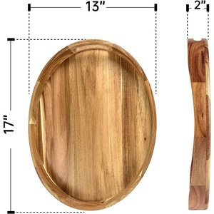 Plateau de service de luxe en bois massif extra large avec rebords pour petit-déjeuner et ottoman, vente en gros - Product Image 2