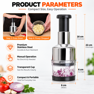 Hachoir manuel à oignon en acier inoxydable, presse-légumes et ail, coupe-légumes, gadget de cuisine en promotion - Product Image 2