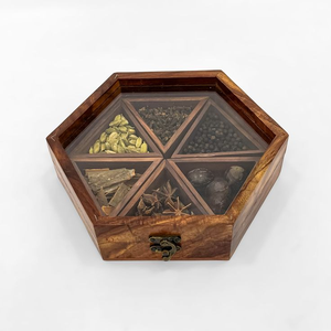 Handmade Wood Masala <b>Box</b> Premium Wooden Spice Storage for Kitchen use - Product Image 3