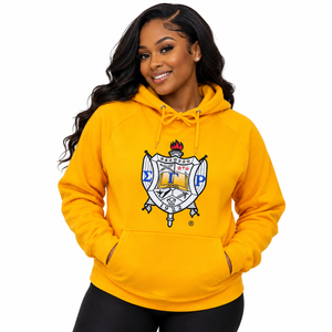 เสื้อฮู้ด Sigma Gamma Rho สีทอง ผ้าฟลีซพรีเมียม ปักลายตราสัญลักษณ์ปี 1922 กระเป๋าจิงโจ้ เสื้อสเวตเชิ้ตลำลองสำหรับชมรมนักศึกษากรีก - Product Image 1
