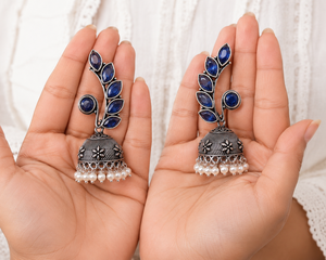 Factory Wholesale Brass Zircon Oxidized Drop Jhumki <b>Earrings</b> for Women Indian Bohemian Fashion Jewelry - Product Image 4