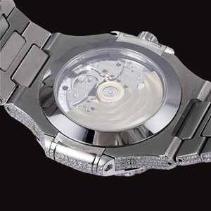 Montre personnalisée pour homme, cadran en verre blanc, mouvement à quartz, diamants en moissanite, style hip-hop, mécanique - Product Image 4