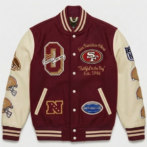 Custom Wholesale Embroidered Waterproof Windproof Winter Varsity <b>Jacket</b> Premium Quality 100% Cotton Street Fashion <b>Jacket</b> - Product Image 1