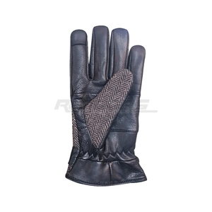 Womens Tweed <b>Wool</b> Leather <b>Gloves</b> Touchscreen Wrist Length OEM Plain Style Outdoor Full Finger Winter <b>Gloves</b> - Product Image 3
