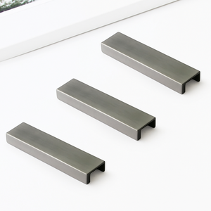 Hot Selling Modern Matte Black Aluminum Alloy Edge Pull Handle Minimalist Furniture <b>Hardware</b> for Kitchen Bathroom Nightstands - Product Image 2