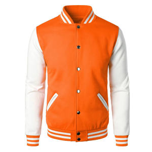 <b>Mens</b> Orange <b>White</b> Varsity <b>Jacket</b> Stylish College Bomber Outerwear Trendy Streetwear Warm Winter Fashion <b>Jacket</b> - Product Image 1