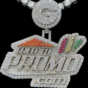 Joyería Hip Hop de lujo personalizada 925 Sterling Silver3D letra Iced Out Soild VVS Color Moissanite diamante colgante collar - Product Image 1