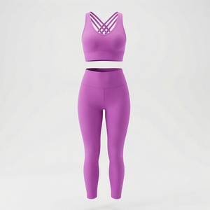 Conjunto deportivo sin costuras de talla grande para mujer, conjunto de dos piezas con efecto push-up, ropa deportiva para yoga, ropa de fitness de cintura alta - Product Image 1