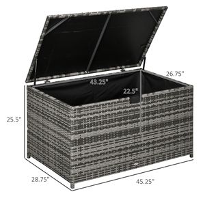 "Hydraulic Lift Wicker Deck Storage <b>Box</b> with Liner <b>for</b> Patio Pool <b>Garden</b> <b>Tools</b> Gray" - Product Image 3